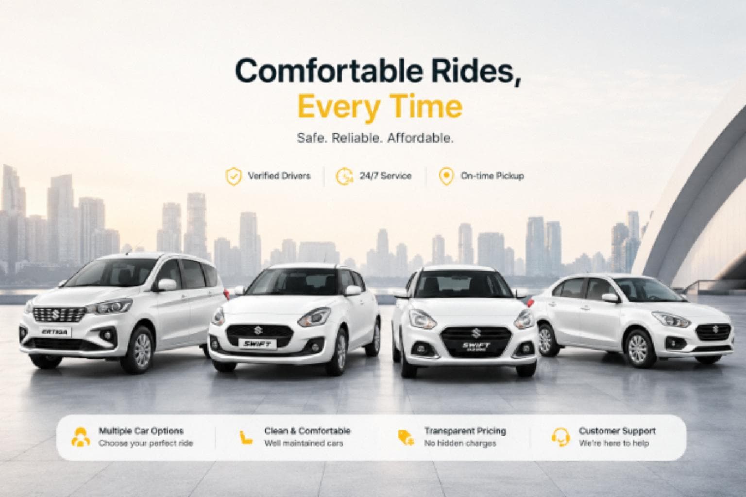 Jamshedpur Taxi Service fleet with Sedan and Ertiga cabs